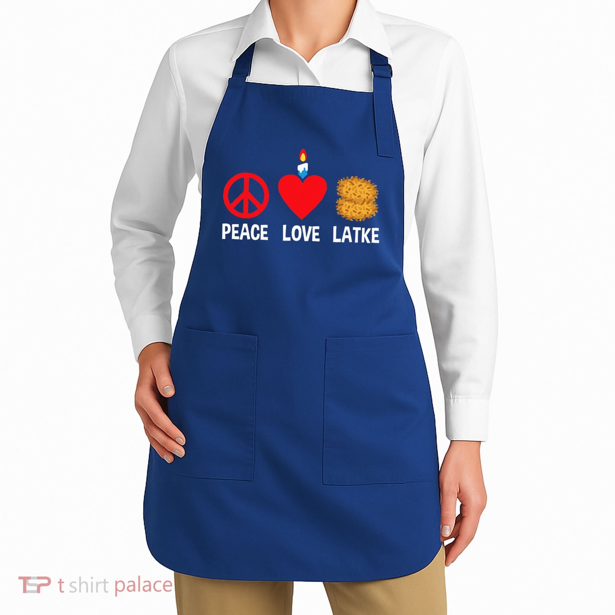 Peace Love Latke Menorah Lakes Happy Hanukkah  Apron