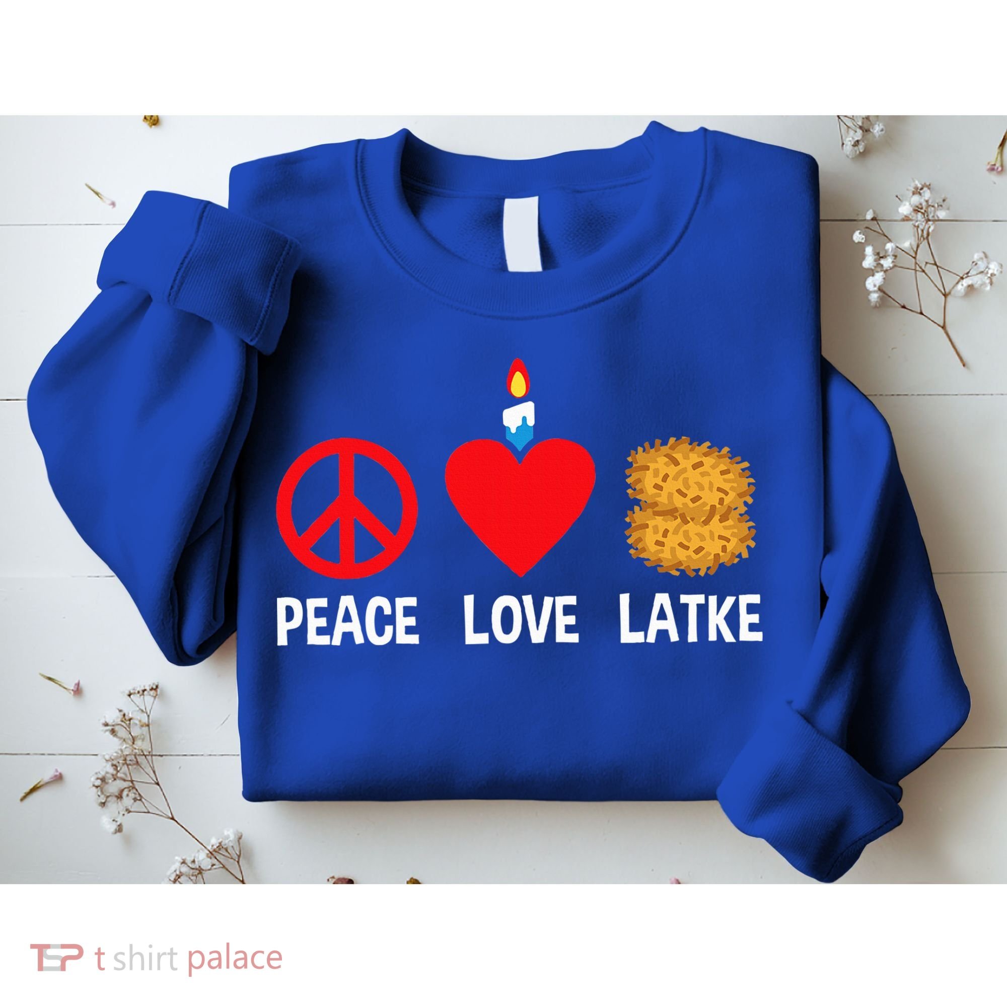 Peace Love Latke Menorah Lakes Happy Hanukkah  Sweatshirt