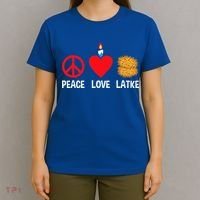 Peace Love Latke Menorah Lakes Happy Hanukkah  T-Shirt thumb 4