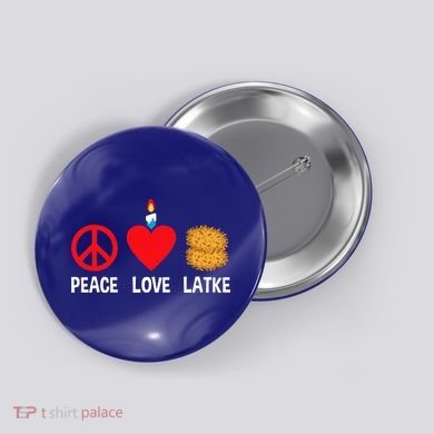 Peace Love Latke Menorah Lakes Happy Hanukkah  Button