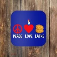 Peace Love Latke Menorah Lakes Happy Hanukkah  Coaster thumb 0