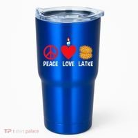 Peace Love Latke Menorah Lakes Happy Hanukkah  Tumbler thumb 0