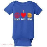Peace Love Latke Menorah Lakes Happy Hanukkah  Baby Bodysuit thumb 0