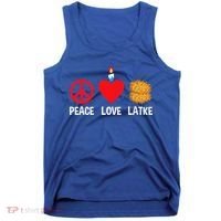Peace Love Latke Menorah Lakes Happy Hanukkah  Tank Top thumb 0