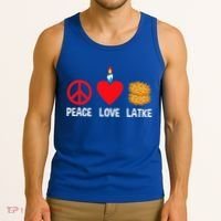 Peace Love Latke Menorah Lakes Happy Hanukkah  Tank Top thumb 3