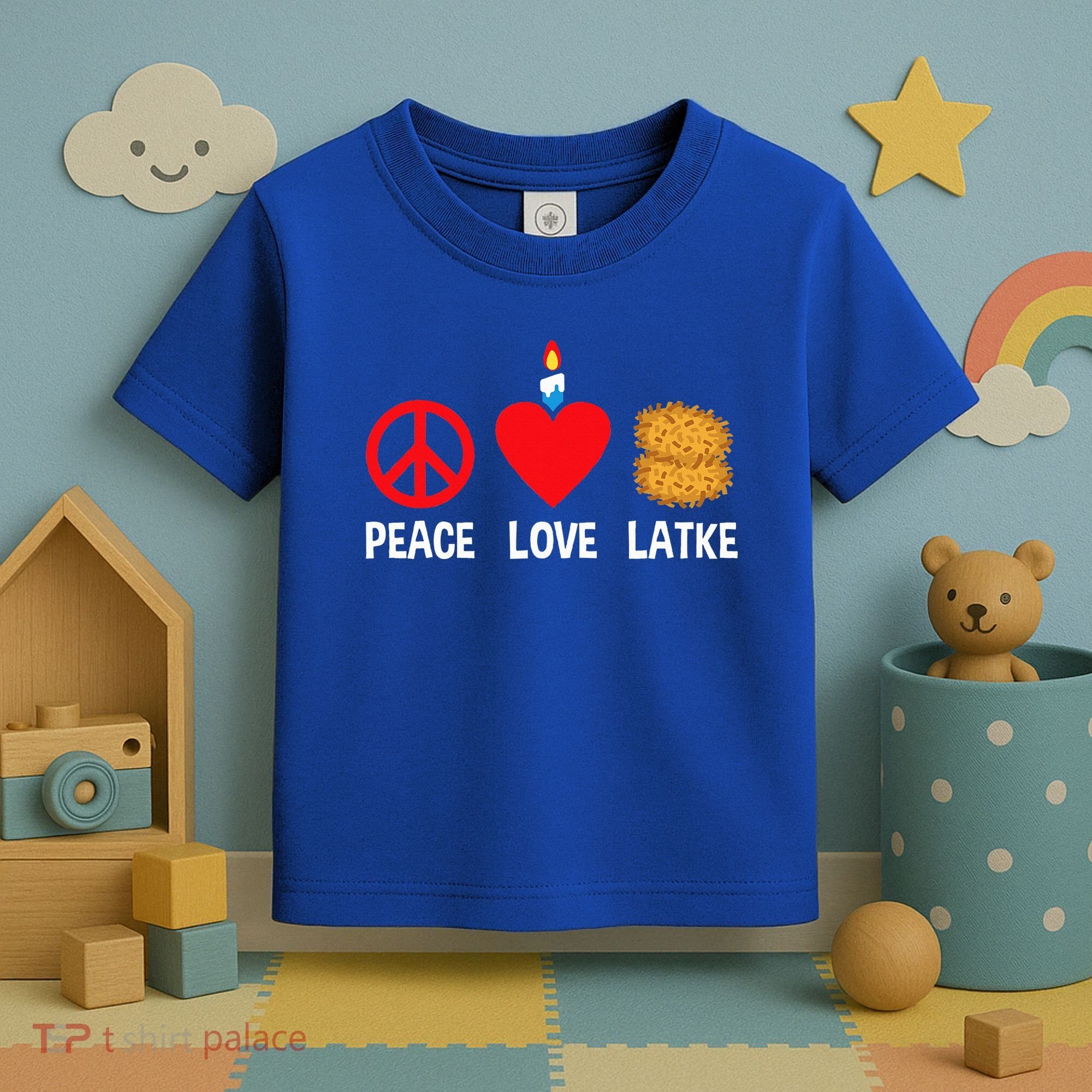 Peace Love Latke Menorah Lakes Happy Hanukkah  Toddler T-Shirt