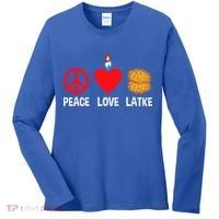 Peace Love Latke Menorah Lakes Happy Hanukkah  Women's Long Sleeve Shirt thumb 0