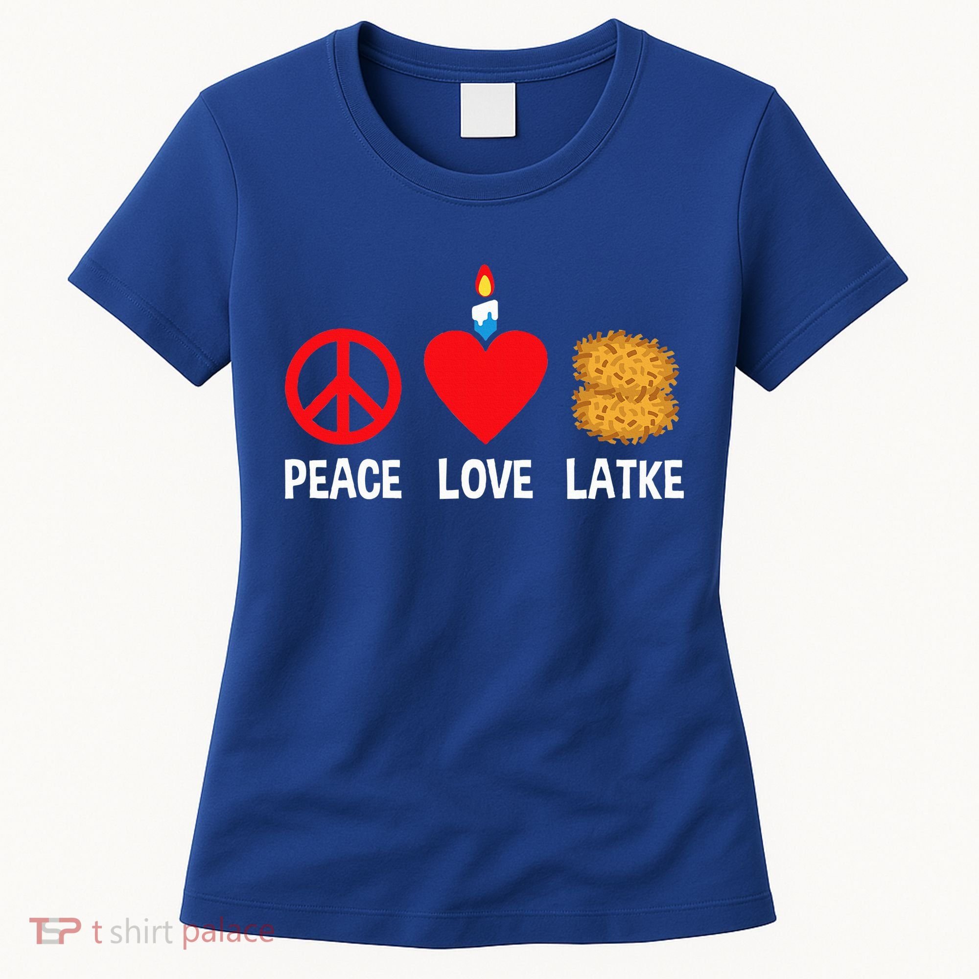 Peace Love Latke Menorah Lakes Happy Hanukkah  Women's T-Shirt