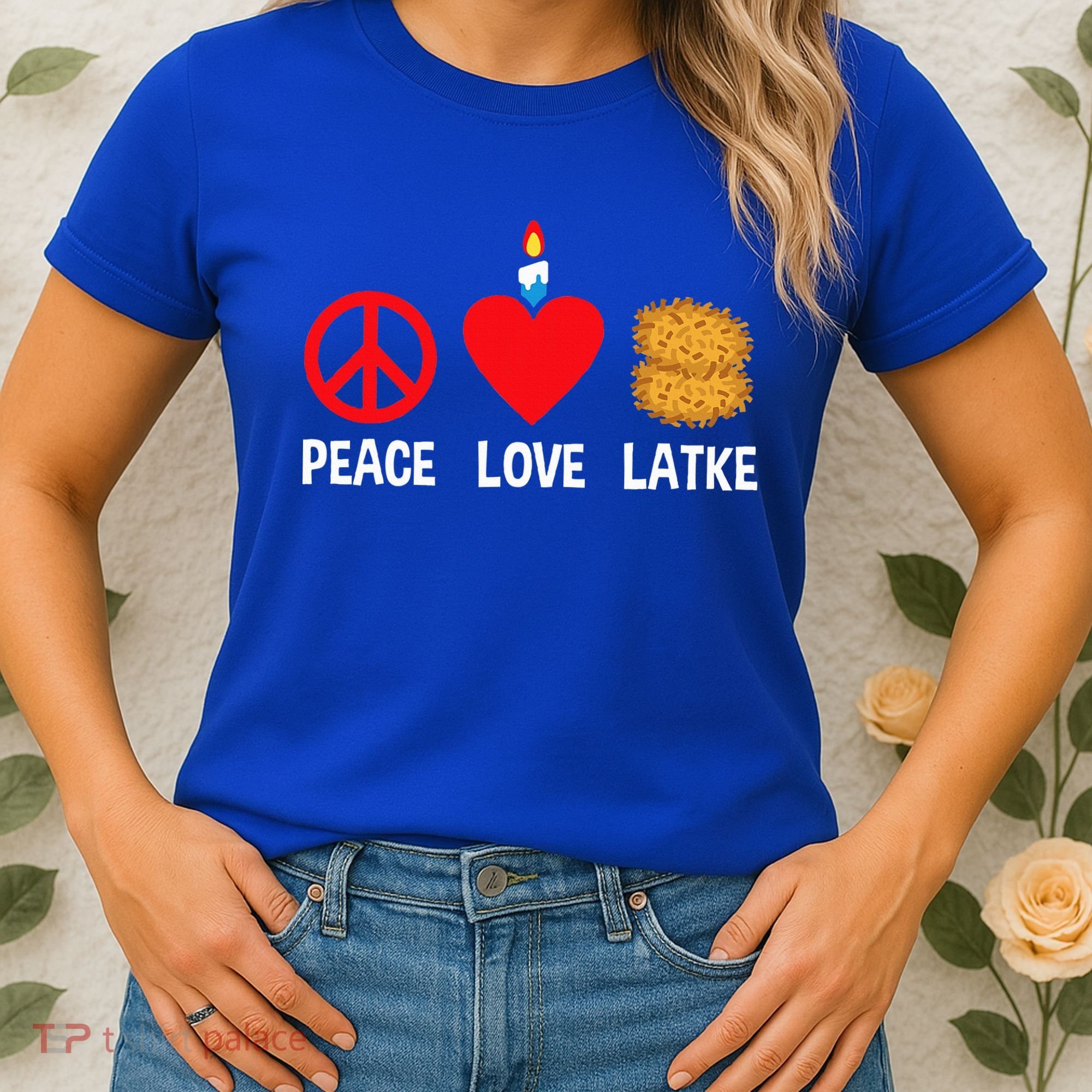 Peace Love Latke Menorah Lakes Happy Hanukkah  Women's T-Shirt