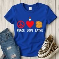 Peace Love Latke Menorah Lakes Happy Hanukkah  Women's T-Shirt thumb 3