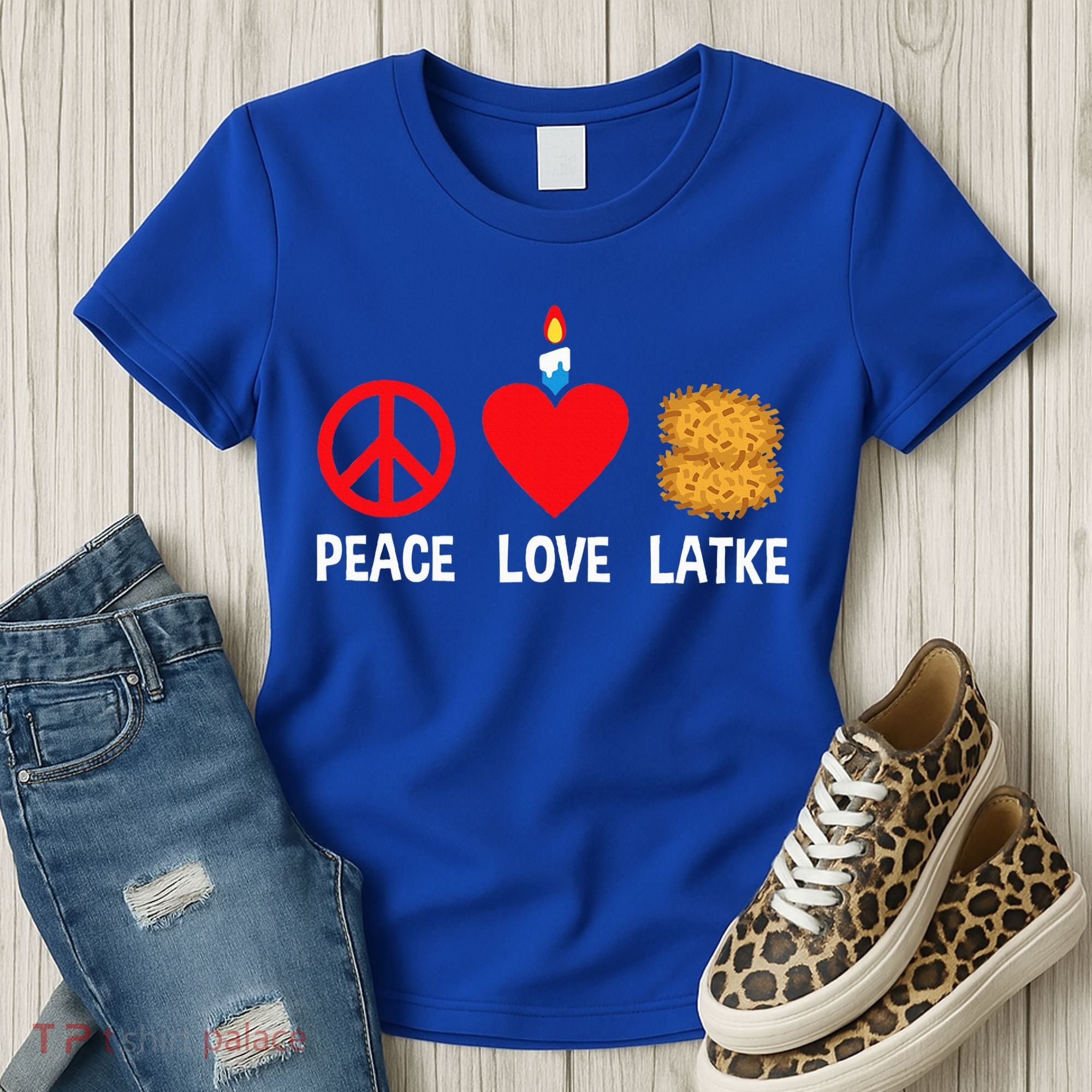 Peace Love Latke Menorah Lakes Happy Hanukkah  Women's T-Shirt