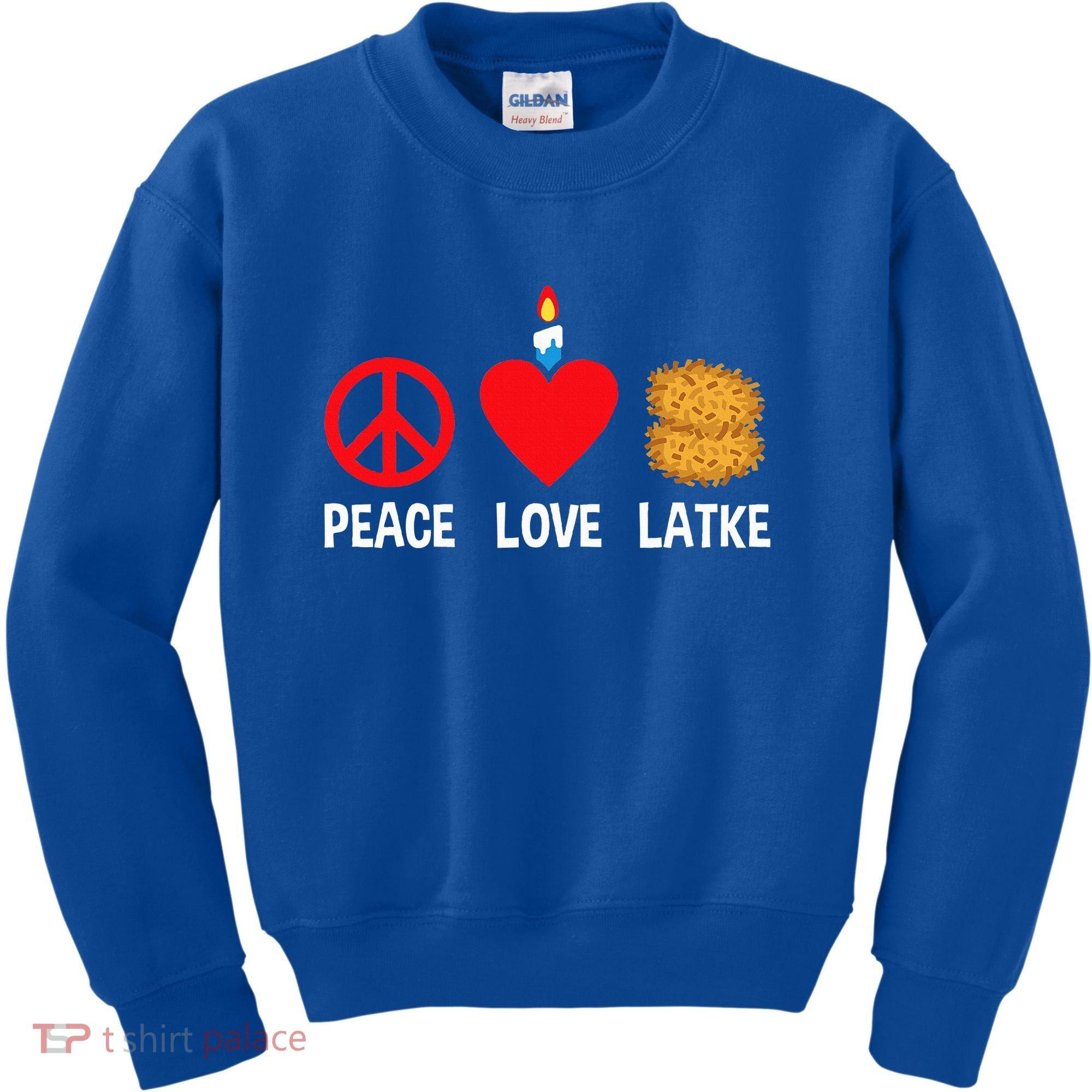 Peace Love Latke Menorah Lakes Happy Hanukkah  Kids Sweatshirt