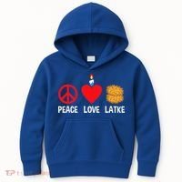 Peace Love Latke Menorah Lakes Happy Hanukkah  Kids Hoodie thumb 0