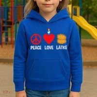 Peace Love Latke Menorah Lakes Happy Hanukkah  Kids Hoodie thumb 3
