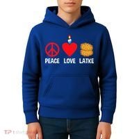 Peace Love Latke Menorah Lakes Happy Hanukkah  Kids Hoodie thumb 4