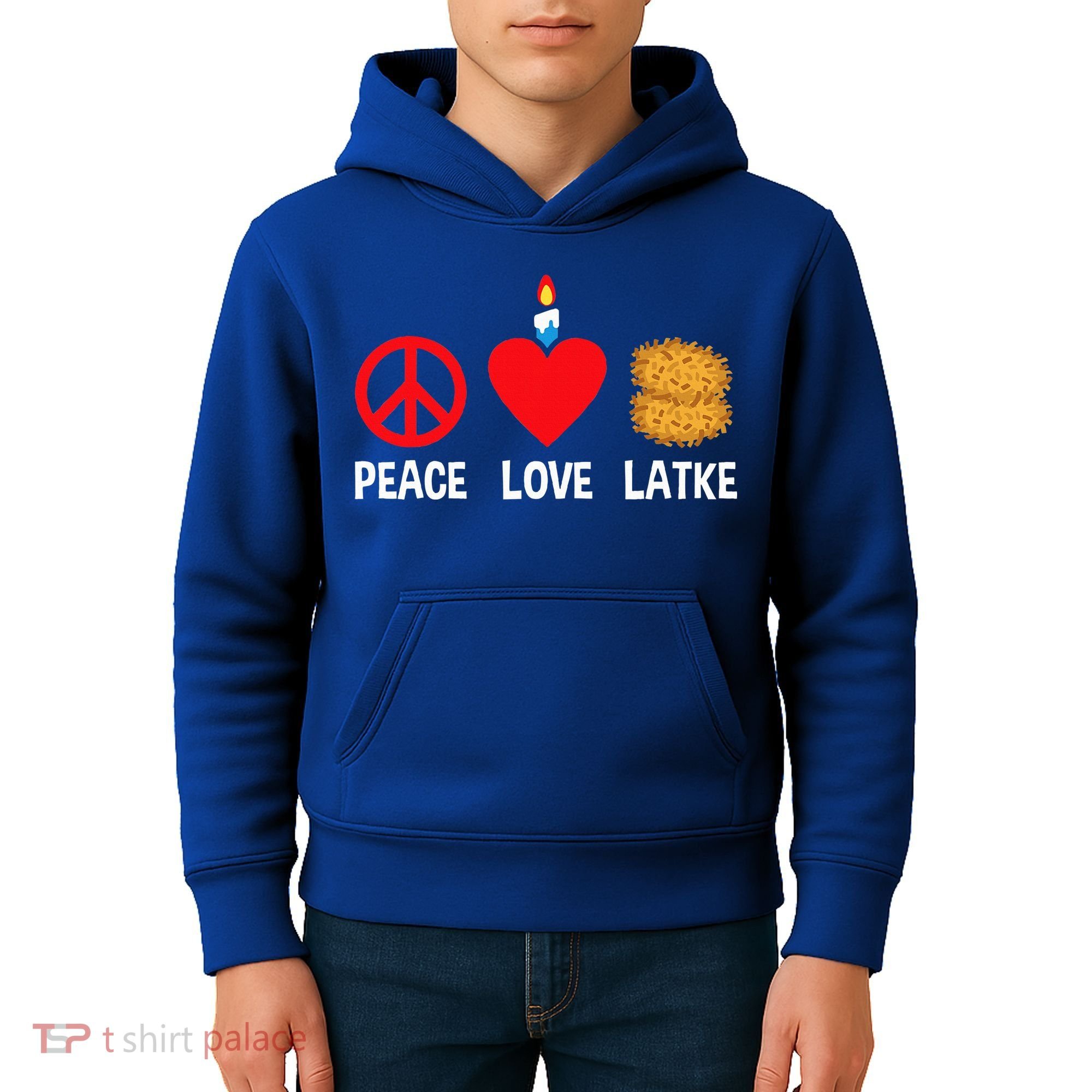 Peace Love Latke Menorah Lakes Happy Hanukkah  Kids Hoodie