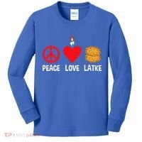 Peace Love Latke Menorah Lakes Happy Hanukkah  Kids Long Sleeve Shirt thumb 0
