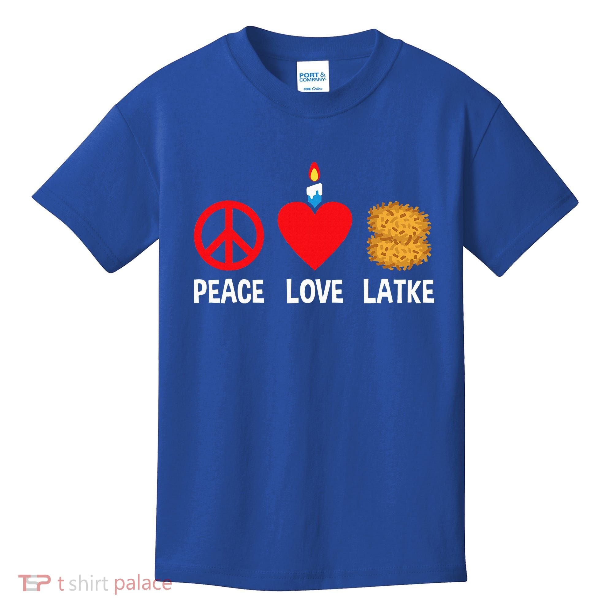 Peace Love Latke Menorah Lakes Happy Hanukkah  Kids T-Shirt