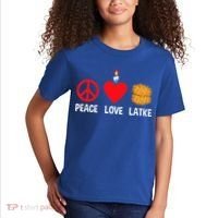 Peace Love Latke Menorah Lakes Happy Hanukkah  Kids T-Shirt thumb 2