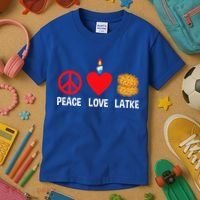 Peace Love Latke Menorah Lakes Happy Hanukkah  Kids T-Shirt thumb 3