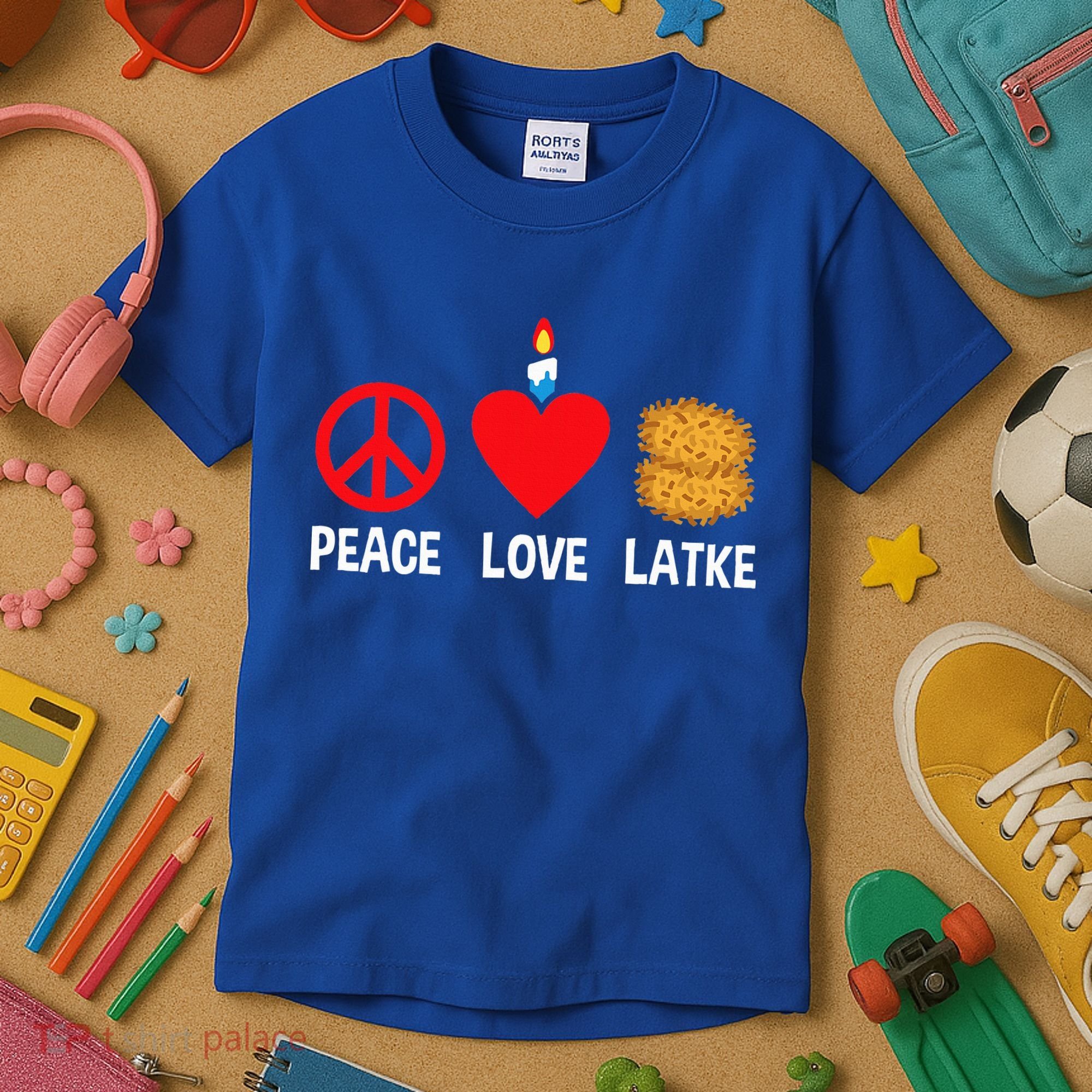 Peace Love Latke Menorah Lakes Happy Hanukkah  Kids T-Shirt