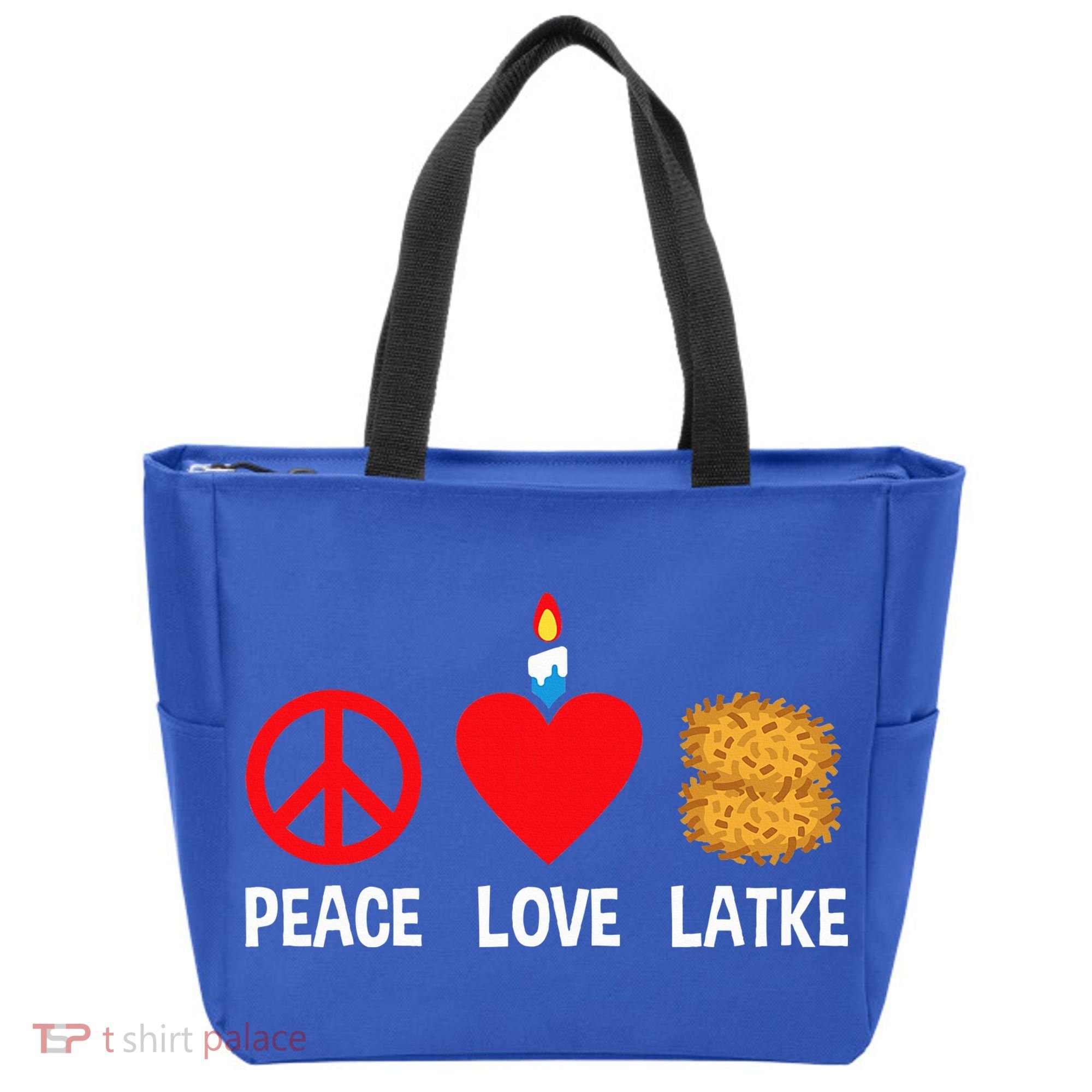 Peace Love Latke Menorah Lakes Happy Hanukkah  Tote Bag