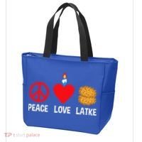 Peace Love Latke Menorah Lakes Happy Hanukkah  Tote Bag thumb 3