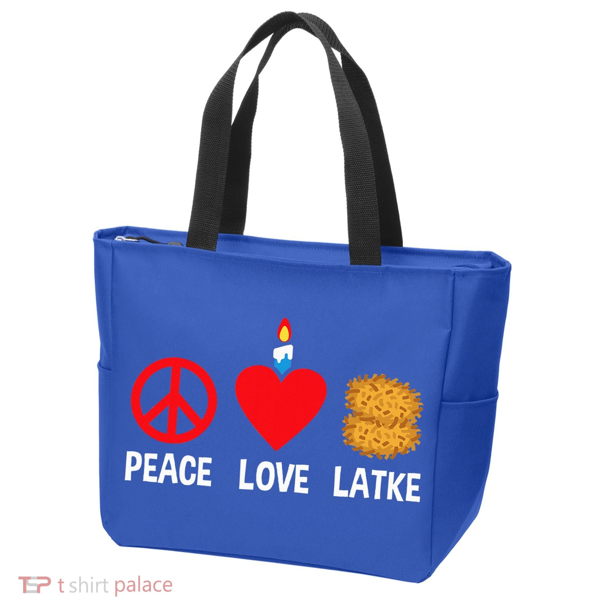 Peace Love Latke Menorah Lakes Happy Hanukkah  Tote Bag