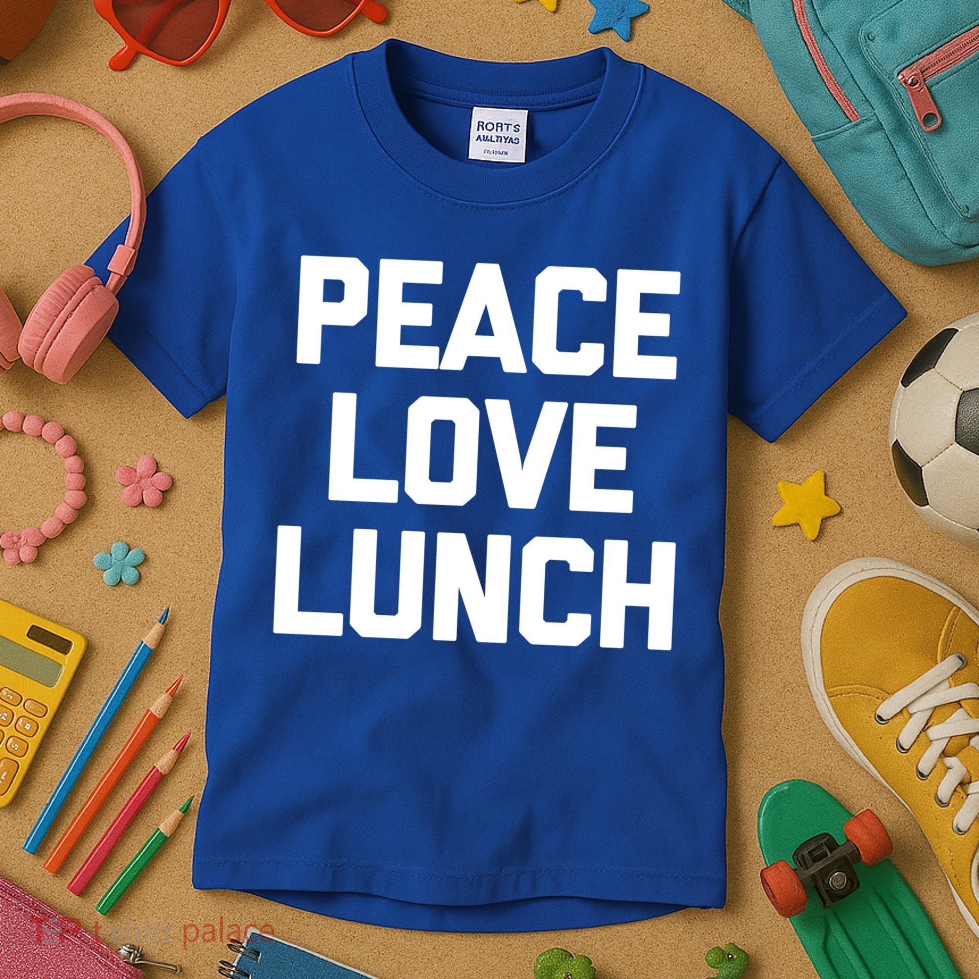 Peace Love Lunch Gift Funny Saying Sarcastic Humor Food Great Gift Kids T-Shirt