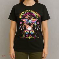 Phlebotomist Life Messy Bun Women Nurse Phlebotomy T-Shirt thumb 4