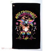Phlebotomist Life Messy Bun Women Nurse Phlebotomy Golf Towel thumb 0
