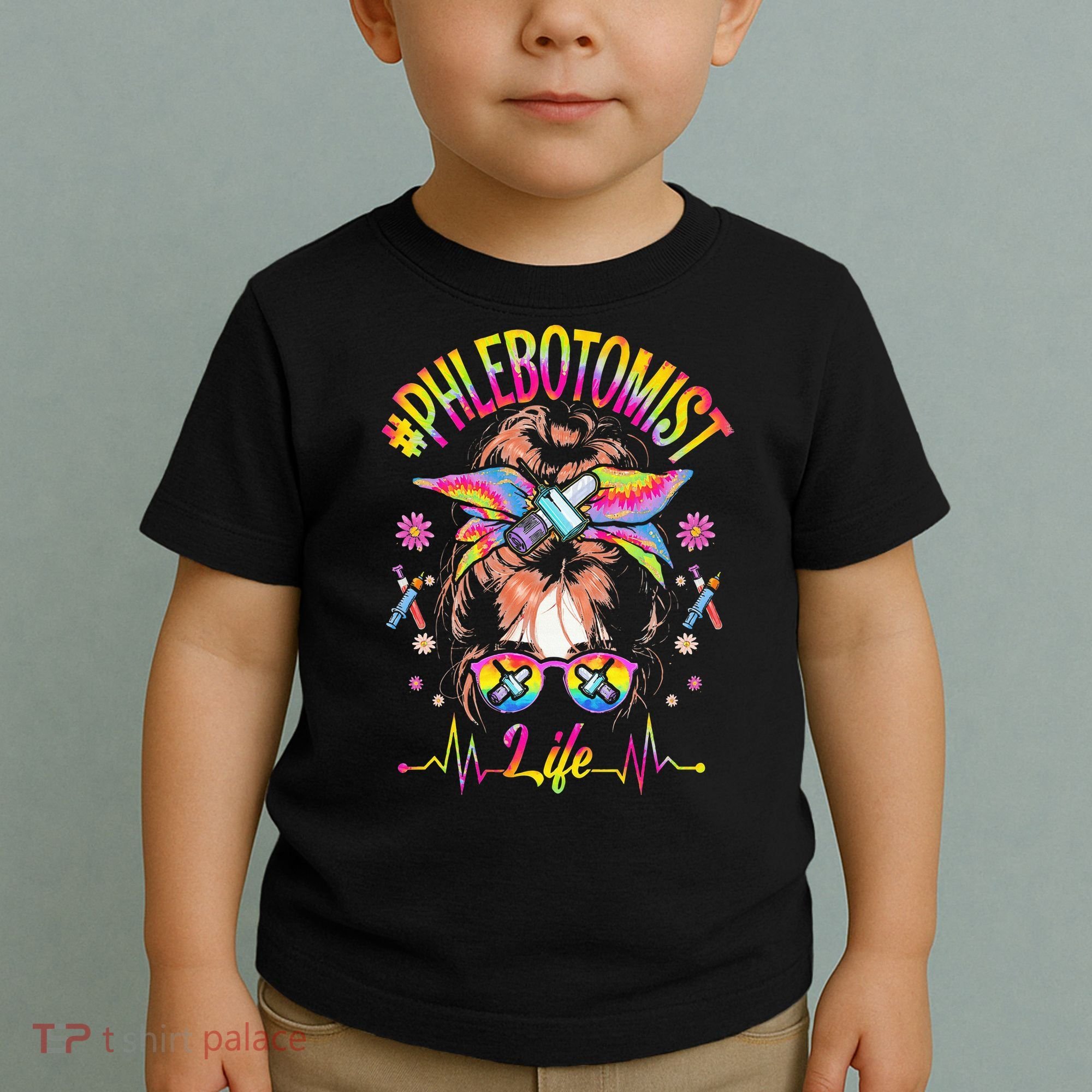 Phlebotomist Life Messy Bun Women Nurse Phlebotomy Toddler T-Shirt