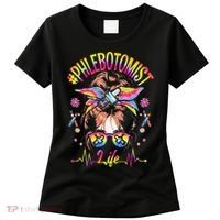Phlebotomist Life Messy Bun Women Nurse Phlebotomy Women's T-Shirt thumb 0