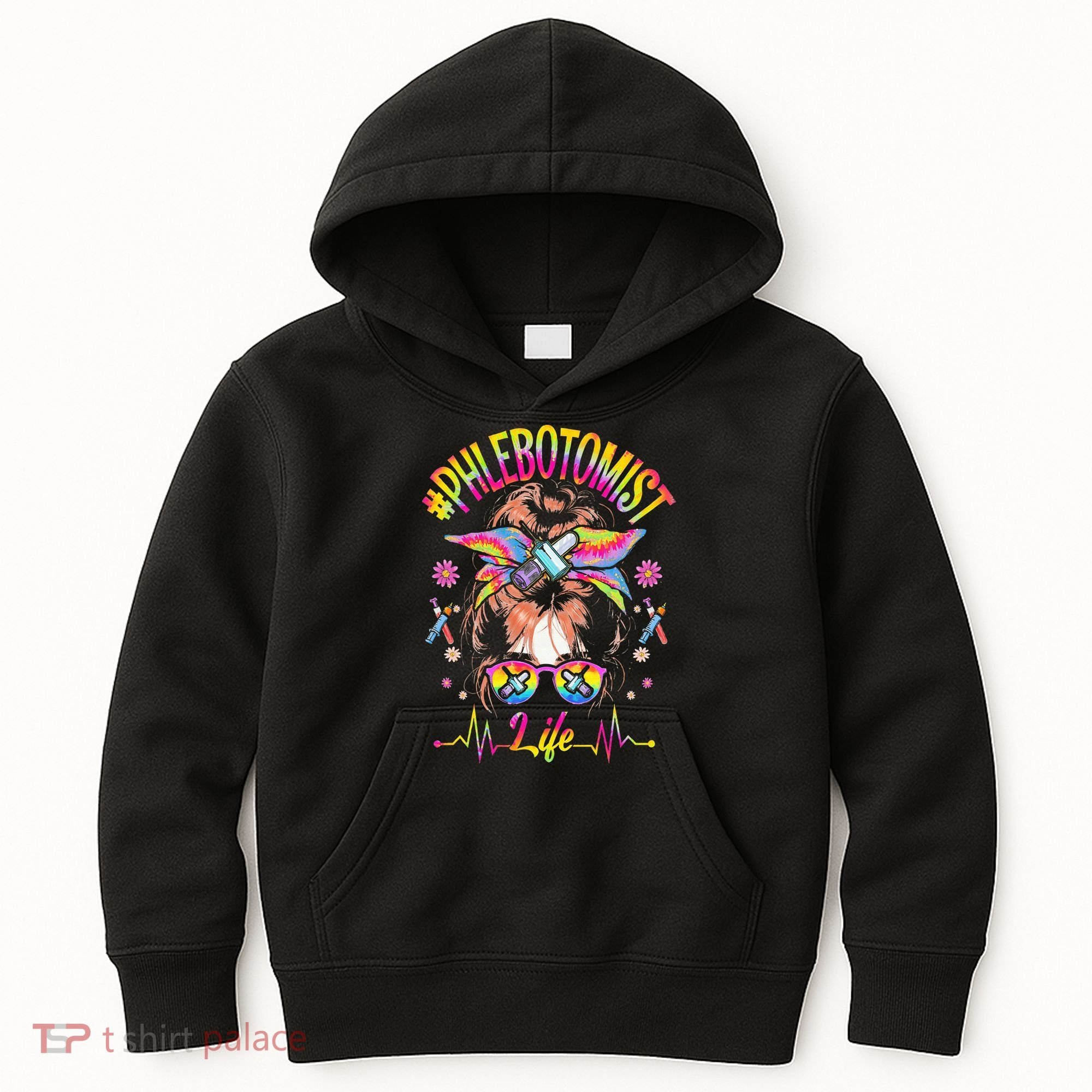 Phlebotomist Life Messy Bun Women Nurse Phlebotomy Kids Hoodie