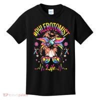 Phlebotomist Life Messy Bun Women Nurse Phlebotomy Kids T-Shirt thumb 0