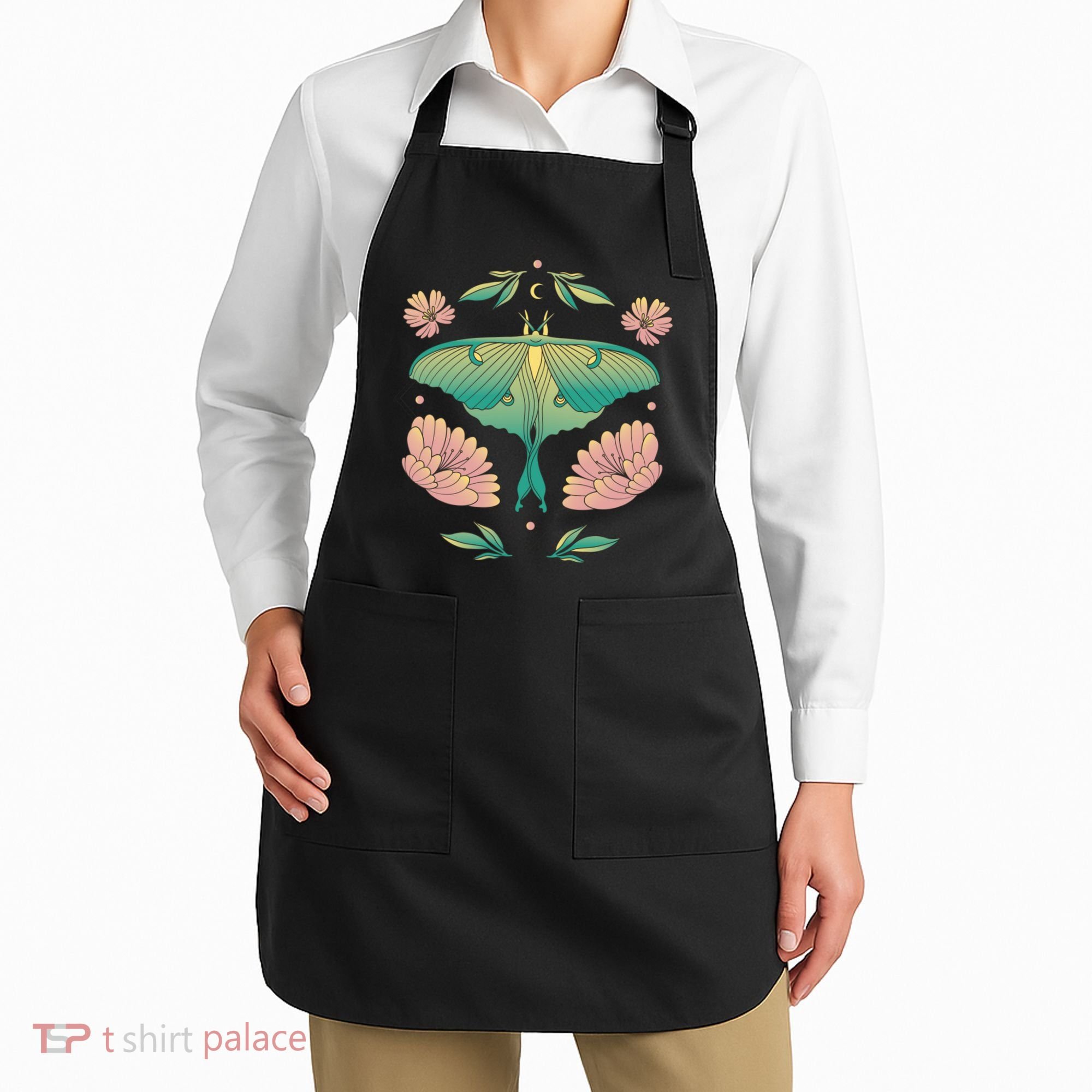 Pastel Luna Moth Butterfly Bug Insect Apron