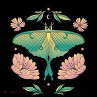 Pastel Luna Moth Butterfly Bug Insect Button thumb 1