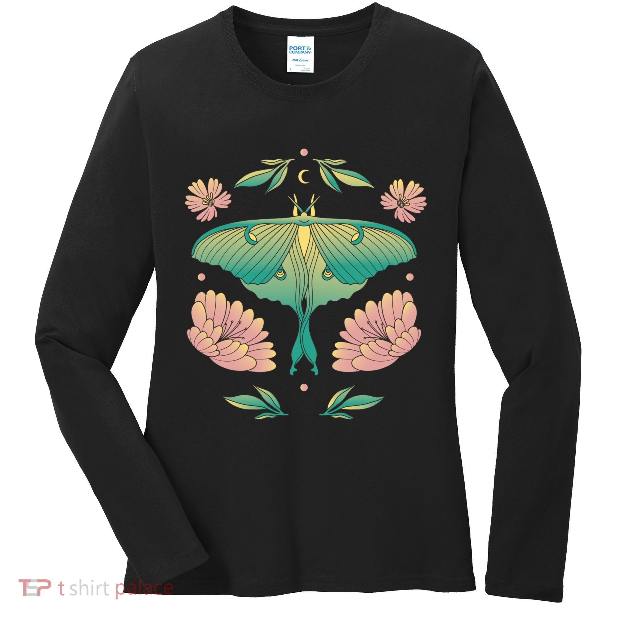 Pastel Luna Moth Butterfly Bug Insect Women's Long Sleeve Shirt