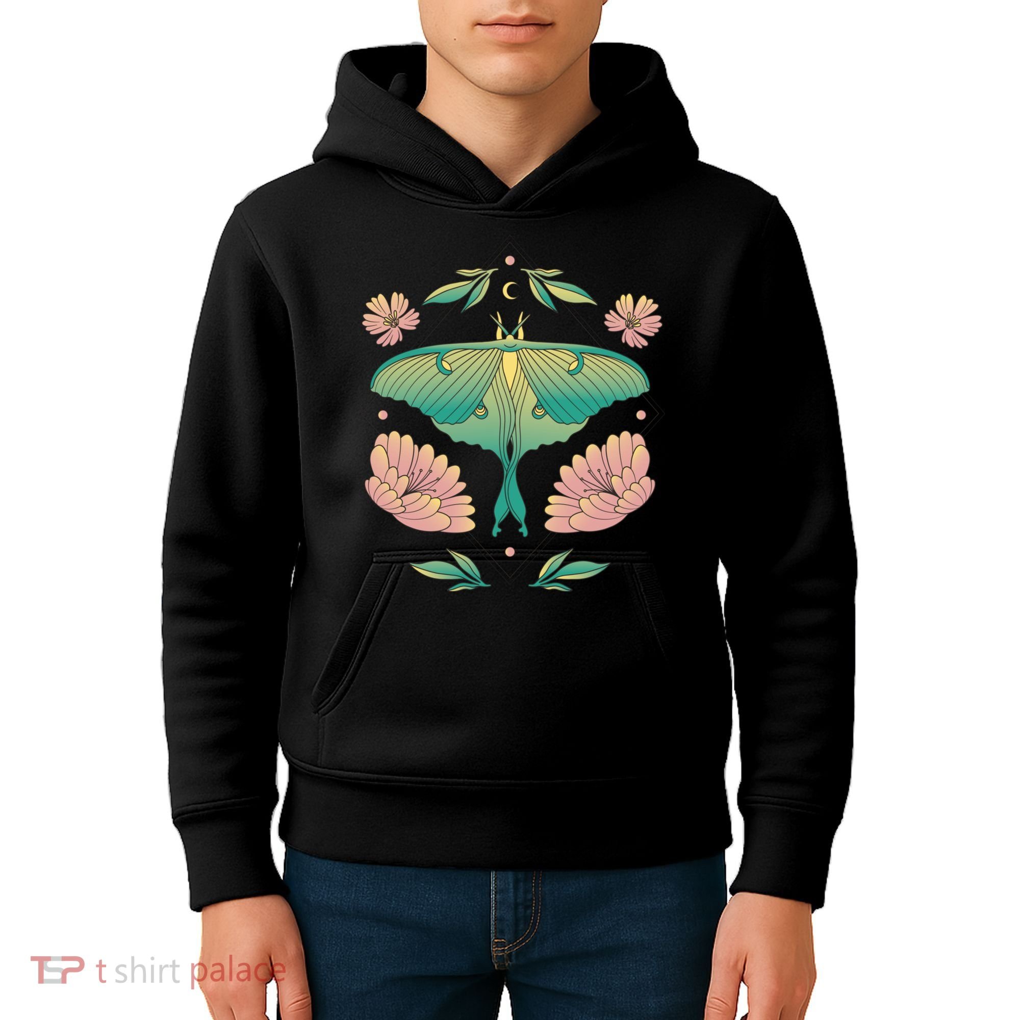 Pastel Luna Moth Butterfly Bug Insect Kids Hoodie