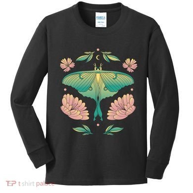 Pastel Luna Moth Butterfly Bug Insect Kids Long Sleeve Shirt