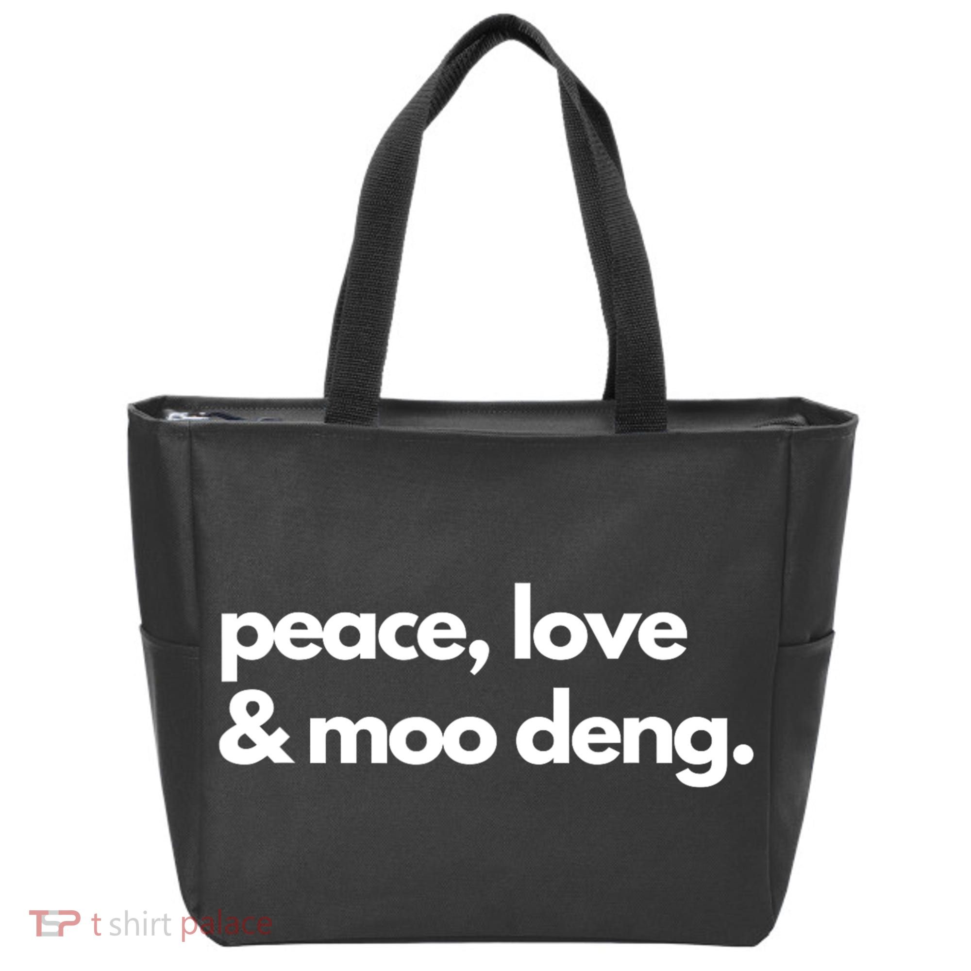 Peace Love & Moo Deng Tote Bag