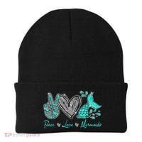 Peace Love Mermaids Mermaid Lover Funny Gift Funny Gift Beanie thumb 0