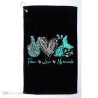 Peace Love Mermaids Mermaid Lover Funny Gift Funny Gift Golf Towel thumb 0