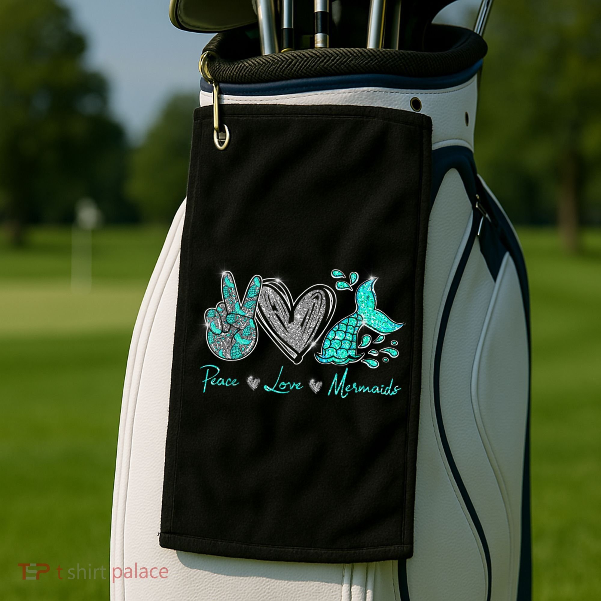 Peace Love Mermaids Mermaid Lover Funny Gift Funny Gift Golf Towel