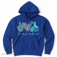 Peace Love Mermaids Mermaid Lover Funny Gift Funny Gift Hoodie thumb 0