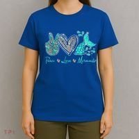 Peace Love Mermaids Mermaid Lover Funny Gift Funny Gift T-Shirt thumb 4
