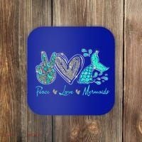 Peace Love Mermaids Mermaid Lover Funny Gift Funny Gift Coaster thumb 0