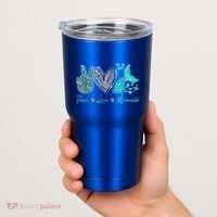 Peace Love Mermaids Mermaid Lover Funny Gift Funny Gift Tumbler thumb 2