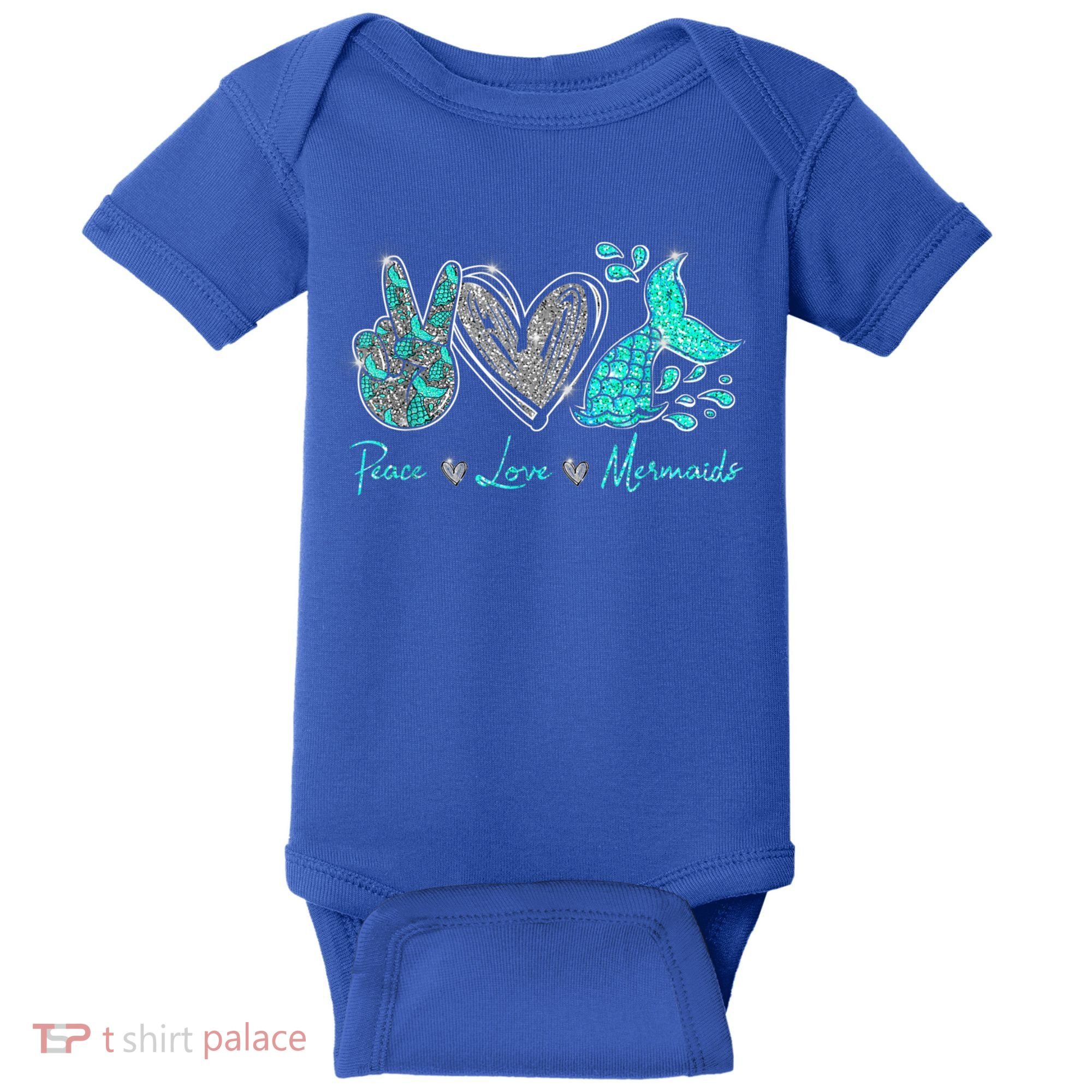 Peace Love Mermaids Mermaid Lover Funny Gift Funny Gift Baby Bodysuit