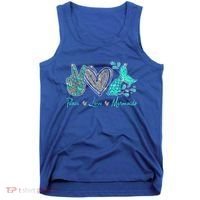 Peace Love Mermaids Mermaid Lover Funny Gift Funny Gift Tank Top thumb 0